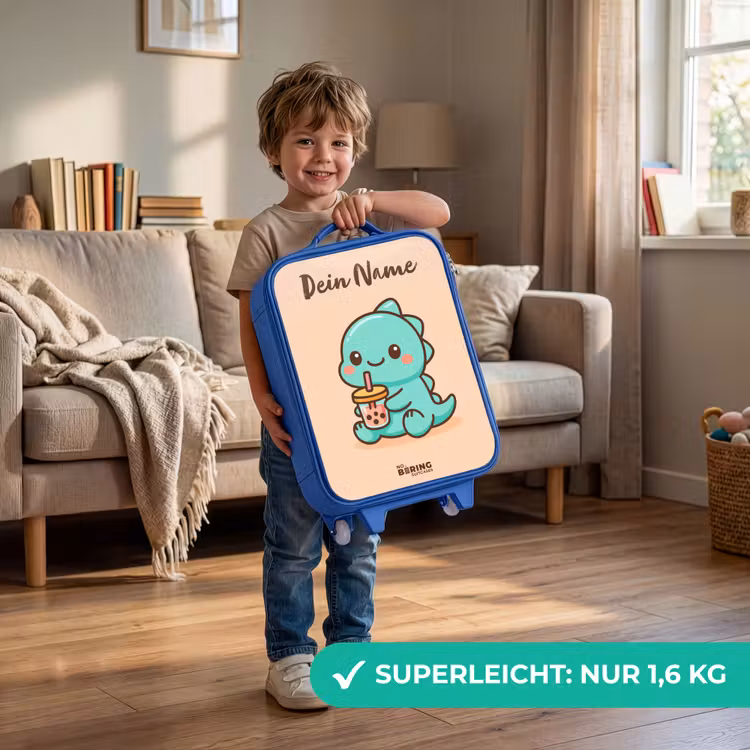 Kinderkoffer Blau mit Name - Kawai - Dino - Bubbletea — 3