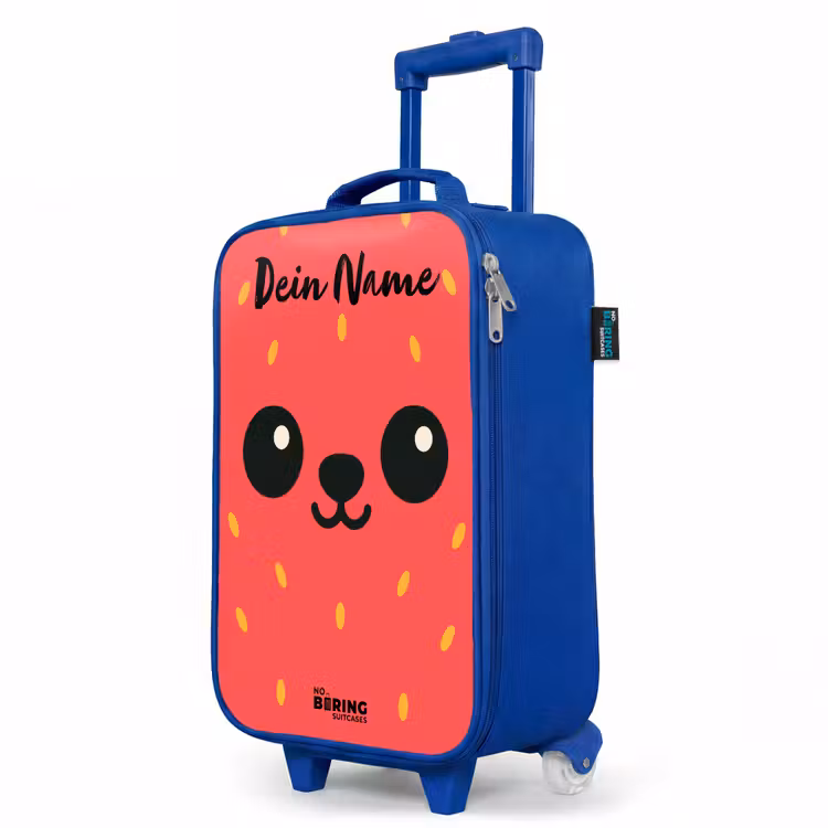 Kinderkoffer Blau mit Name - Kawai - Erdbeere - Rot — 8