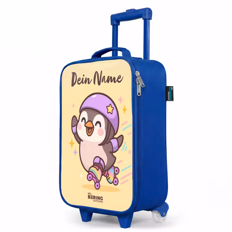 Kinderkoffer Blau mit Name - Kawai - Pinguin - Schlittschuhe — 8