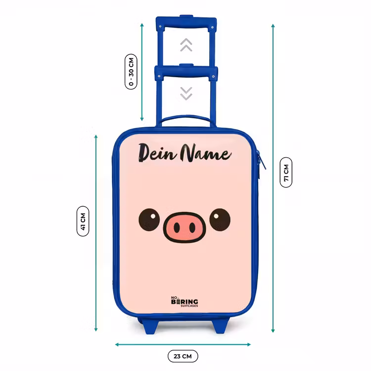 Kinderkoffer Blau mit Name - Kawai - Schwein - Rosa — 7