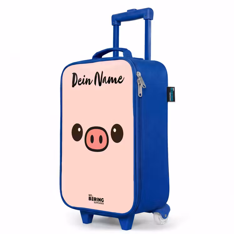 Kinderkoffer Blau mit Name - Kawai - Schwein - Rosa — 8