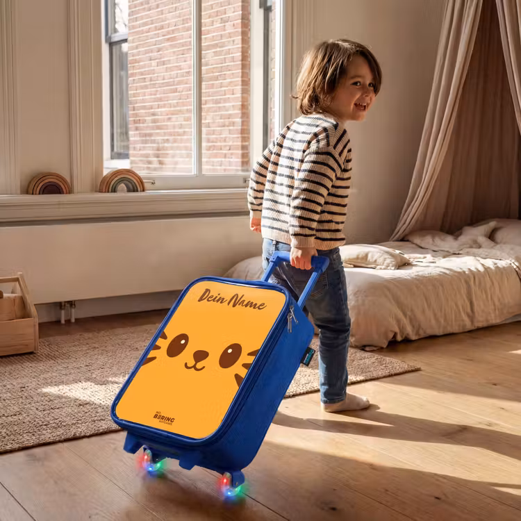 Kinderkoffer Blau mit Name - Kawai - Tiger - Orange — 2