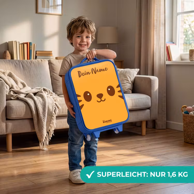Kinderkoffer Blau mit Name - Kawai - Tiger - Orange — 3