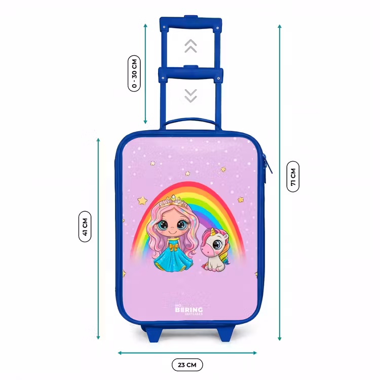 Kinderkoffer Blau - Prinzessin und Einhorn bei einem Regenbogen lila — 7