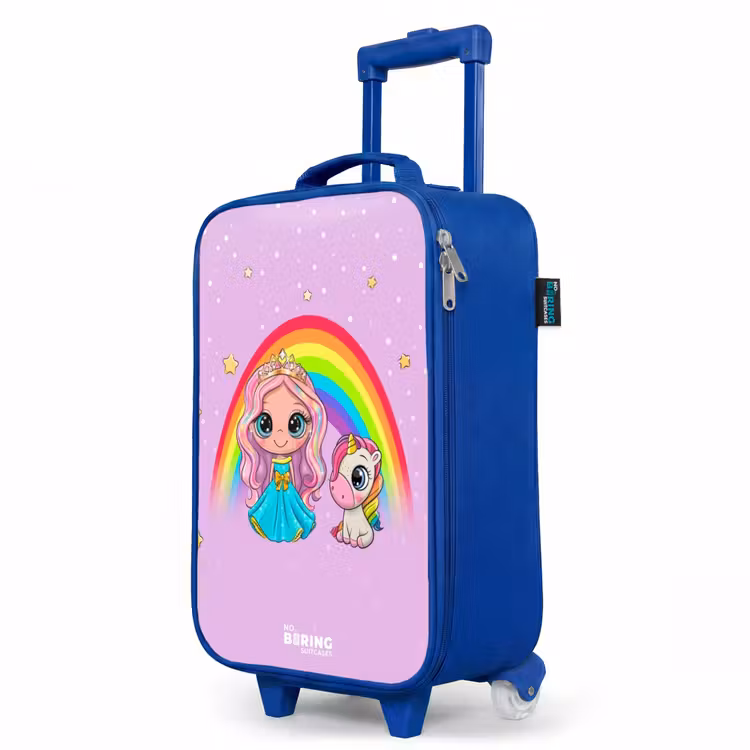 Kinderkoffer Blau - Prinzessin und Einhorn bei einem Regenbogen lila — 8