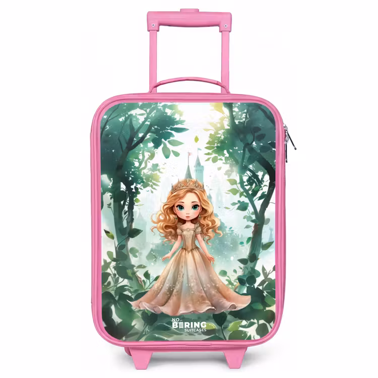Kinderkoffer Rosa - Mädchen mit blondem Haar im Wald — 1