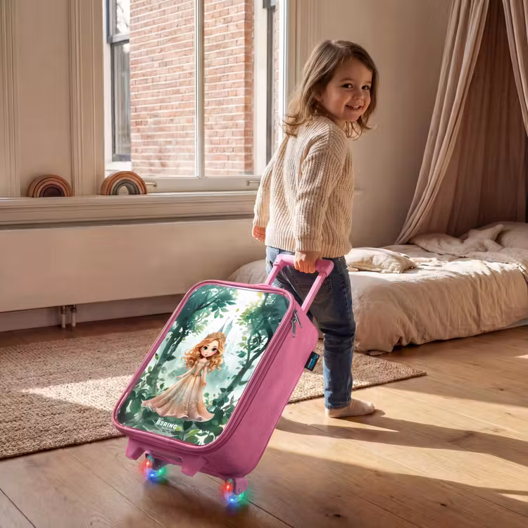 Kinderkoffer Rosa - Mädchen mit blondem Haar im Wald — 2