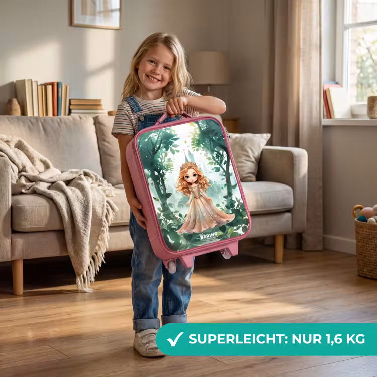 Kinderkoffer Rosa - Mädchen mit blondem Haar im Wald — 3