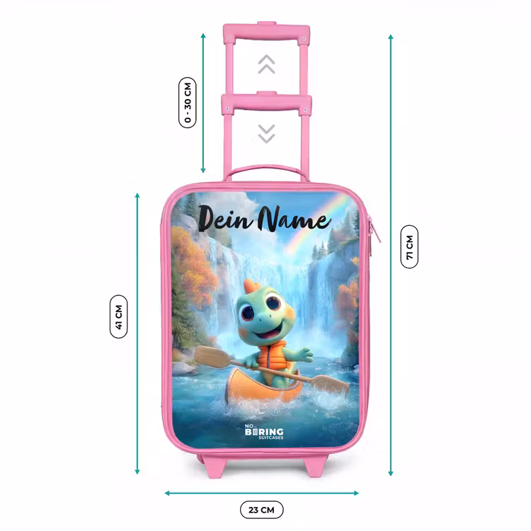 Kinderkoffer Rosa mit Name - Dino - Natur - Wasserfall — 7