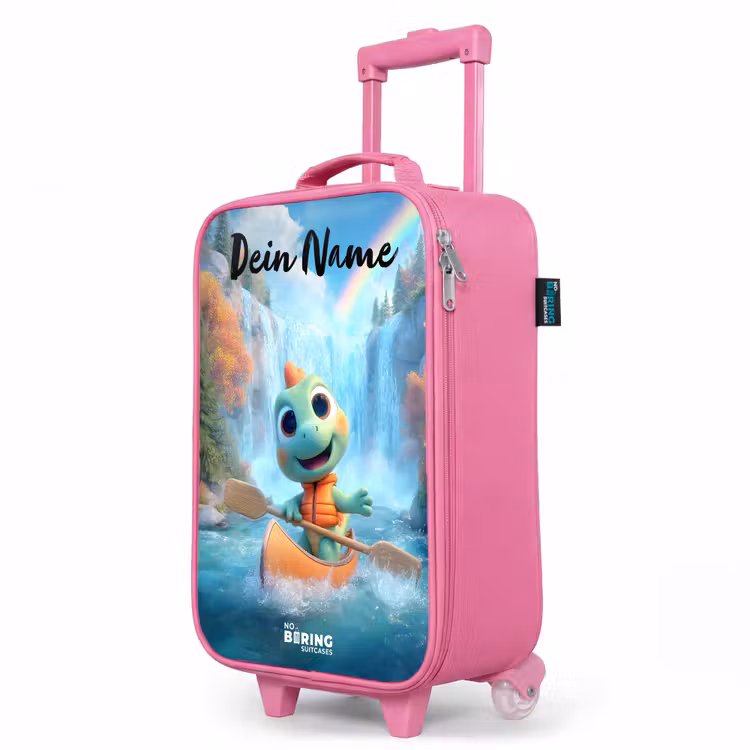Kinderkoffer Rosa mit Name - Dino - Natur - Wasserfall — 8