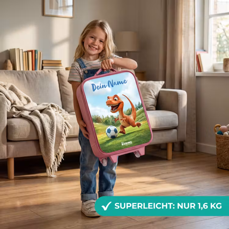 Kinderkoffer Rosa mit Name - Fußball - Dino - Sport — 3