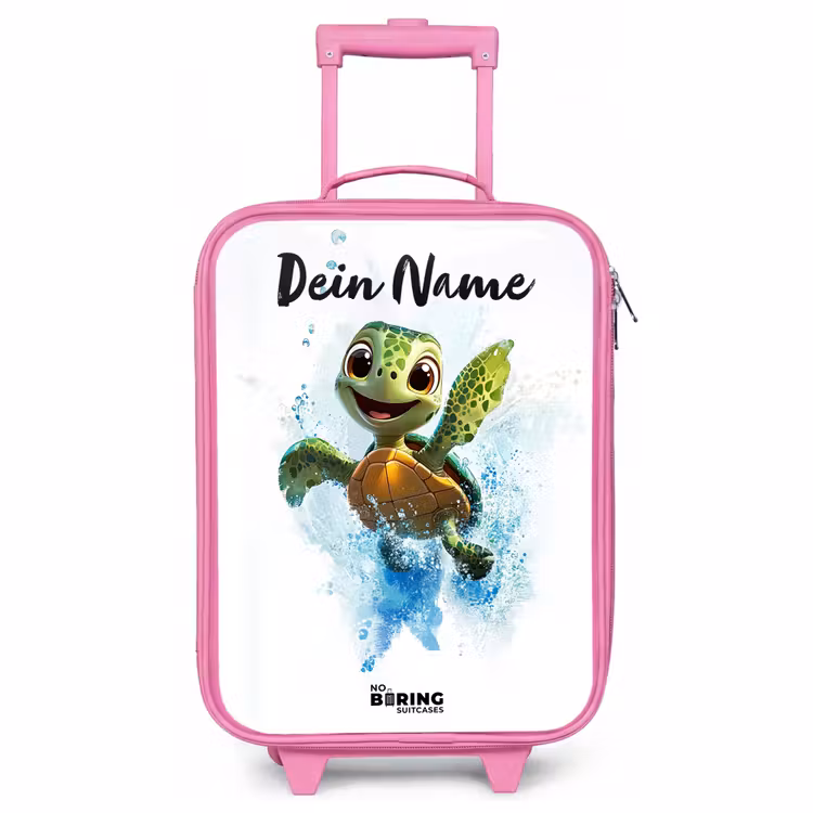 Kinderkoffer Rosa mit Name - Schildkröte - Wasser - Grün — 1