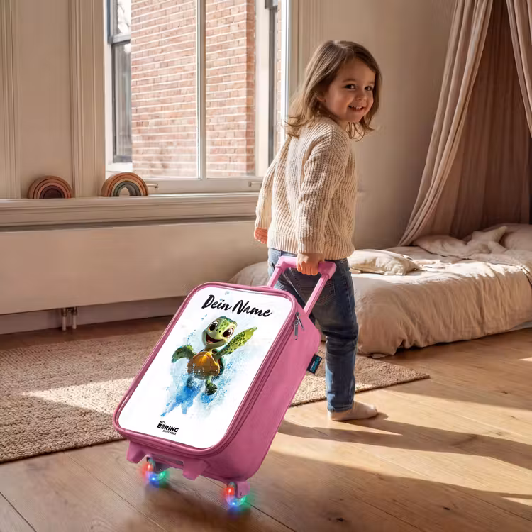Kinderkoffer Rosa mit Name - Schildkröte - Wasser - Grün — 2