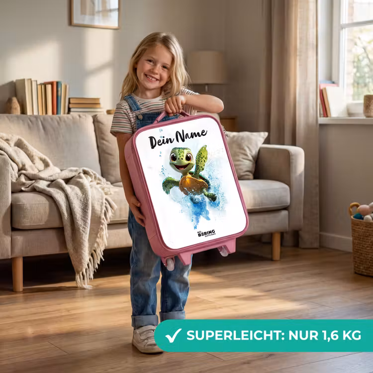 Kinderkoffer Rosa mit Name - Schildkröte - Wasser - Grün — 3