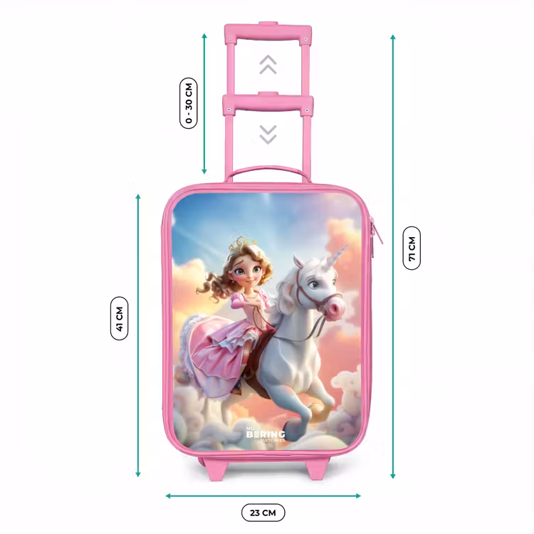 Kinderkoffer Rosa - Prinzessin mit rosa Kleid auf weißem Einhorn — 7