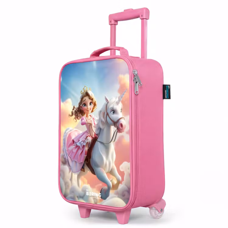 Kinderkoffer Rosa - Prinzessin mit rosa Kleid auf weißem Einhorn — 8