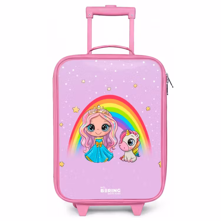 Kinderkoffer Rosa - Prinzessin und Einhorn bei einem Regenbogen lila — 1