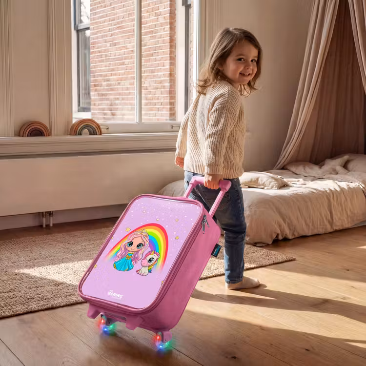 Kinderkoffer Rosa - Prinzessin und Einhorn bei einem Regenbogen lila — 2