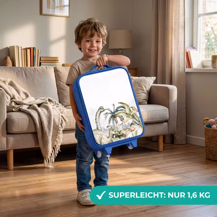 Kinderkoffer Blau - Dinosaurier in einer zerklüfteten Landschaft — 3