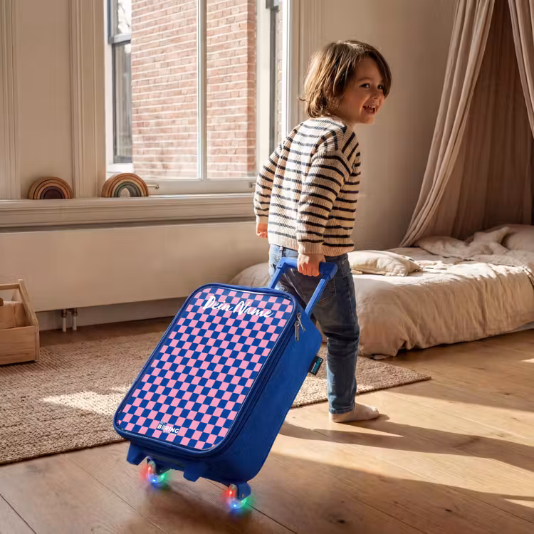 Kinderkoffer Blau mit Name - Blöcke - Blau - Rosa — 2