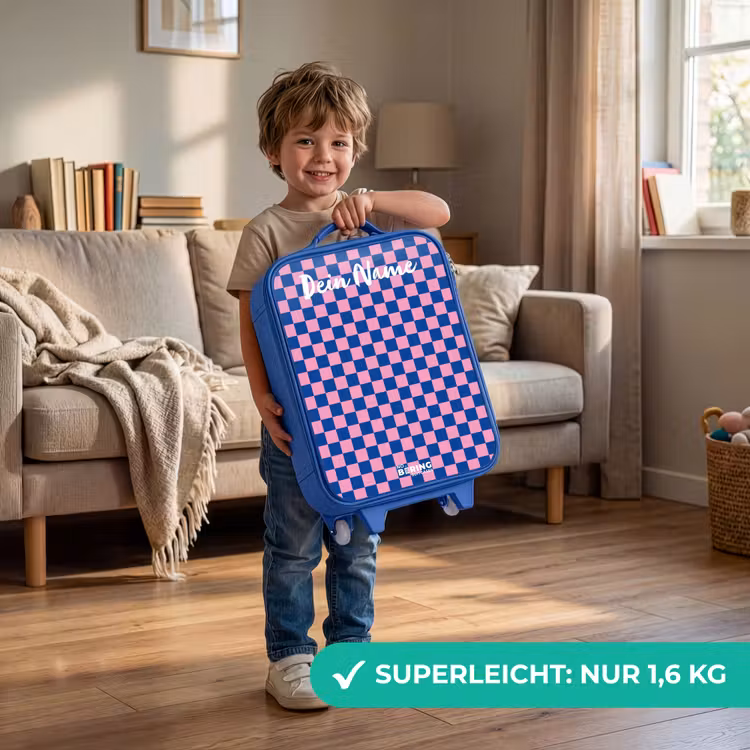 Kinderkoffer Blau mit Name - Blöcke - Blau - Rosa — 3