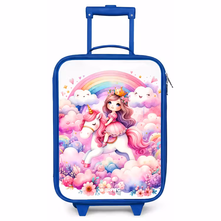 Kinderkoffer Blau - Prinzessin auf einem Einhorn bei einem Regenbogen — 1