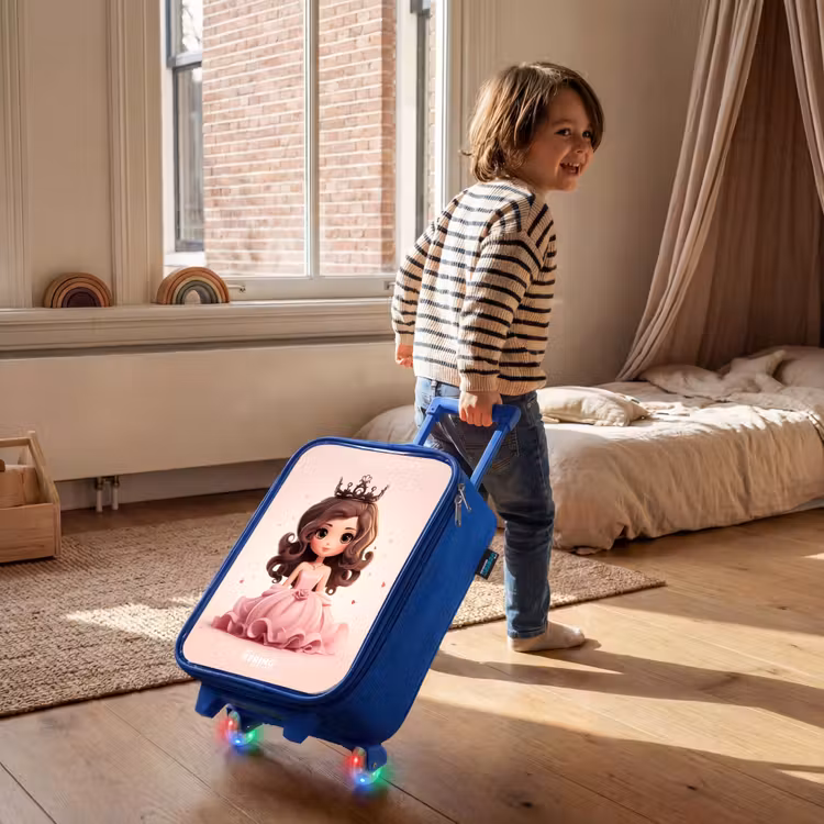 Kinderkoffer Blau - Prinzessin in einem rosa Kleid mit Krone — 2