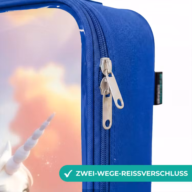 Kinderkoffer Blau - Prinzessin mit rosa Kleid auf weißem Einhorn — 5