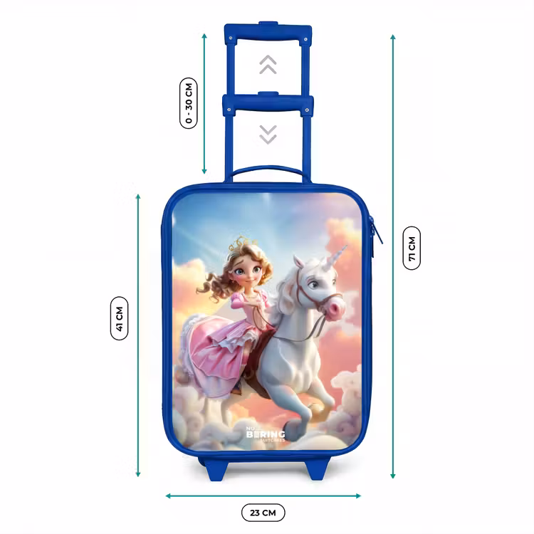 Kinderkoffer Blau - Prinzessin mit rosa Kleid auf weißem Einhorn — 7