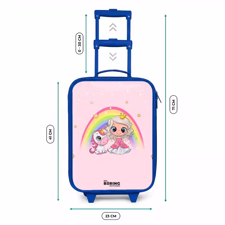 Kinderkoffer Blau - Prinzessin und Einhorn auf einem rosa Regenbogen — 7