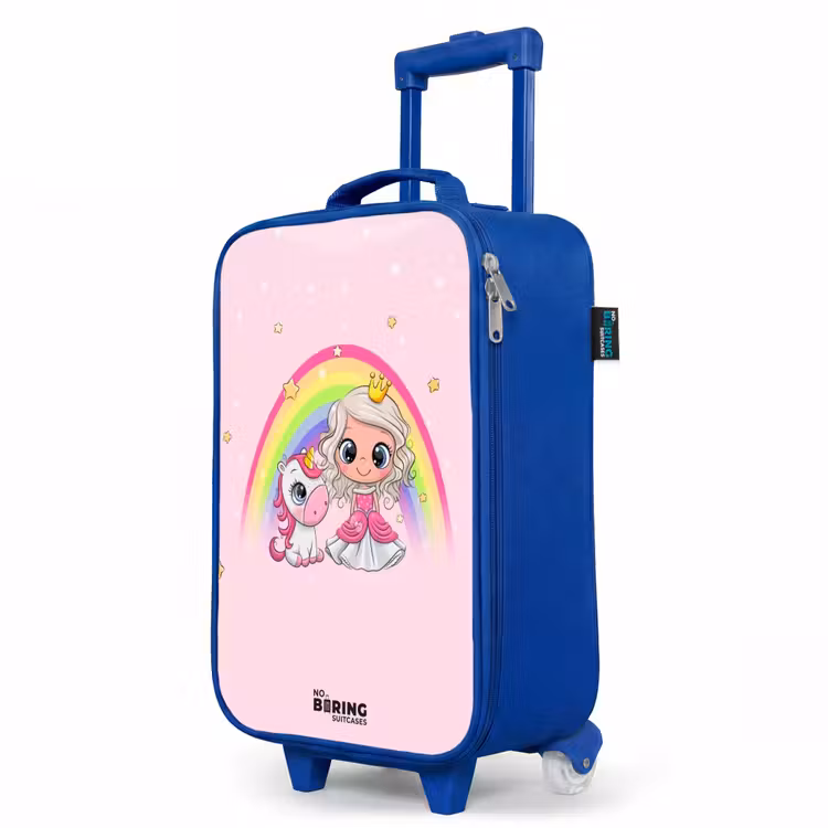Kinderkoffer Blau - Prinzessin und Einhorn auf einem rosa Regenbogen — 8