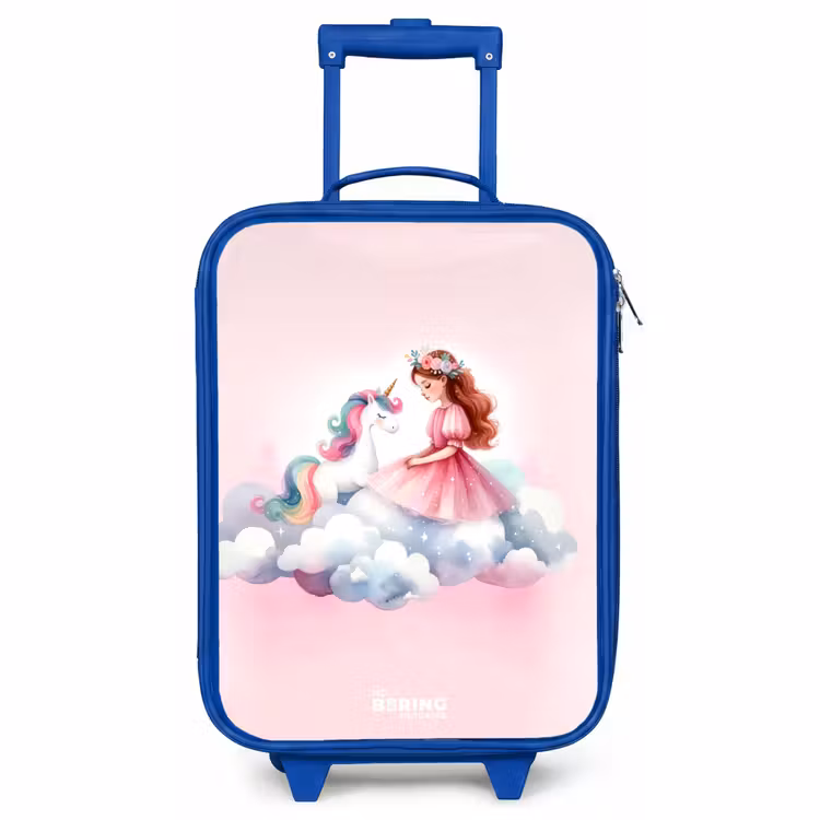 Kinderkoffer Blau - Prinzessin und Einhorn auf einer Wolke — 1