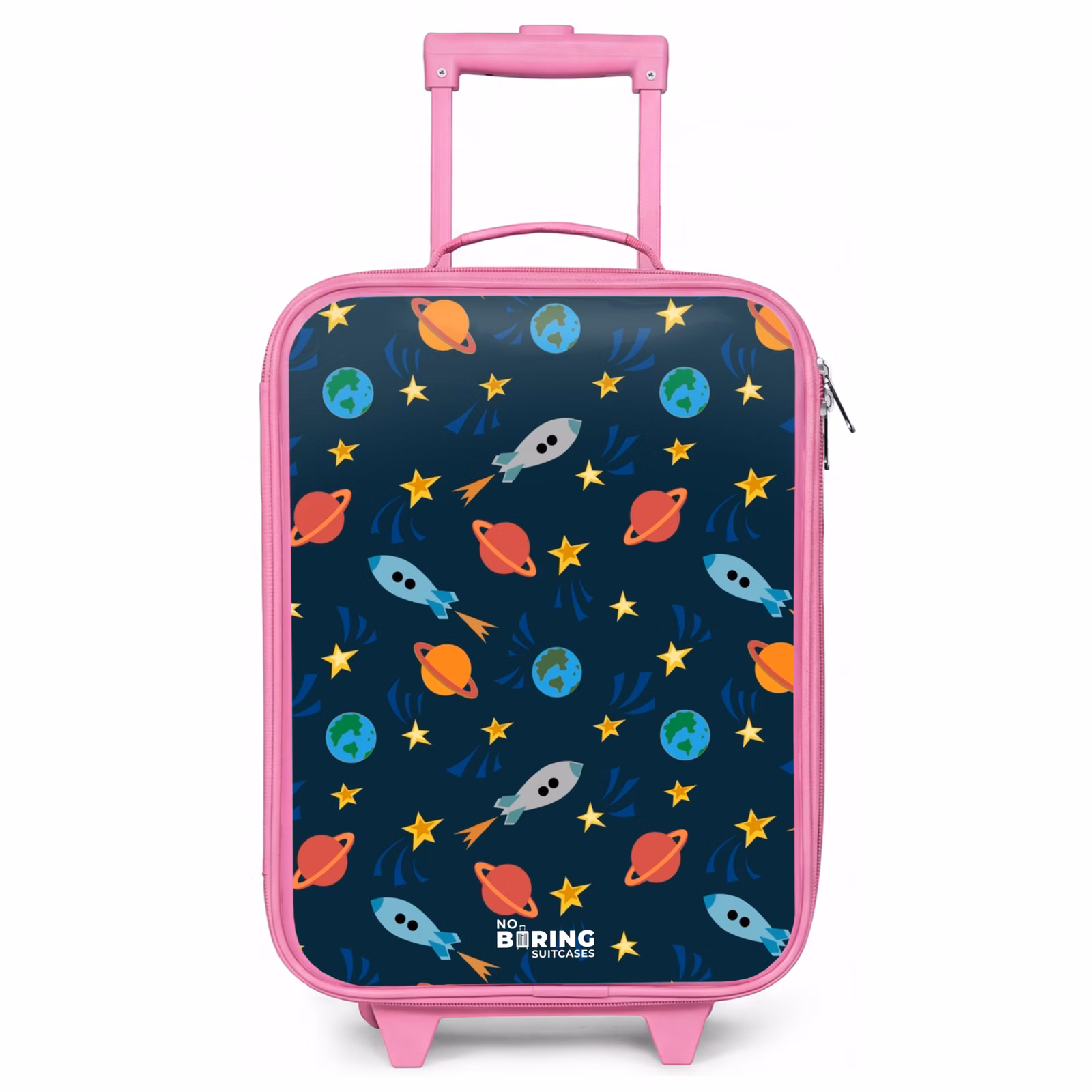 Kinderkoffer Rosa - Muster von Raketen und Planeten — 1