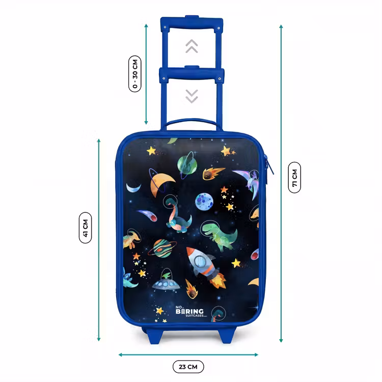 Kinderkoffer Blau - Dinosaurier und Planeten auf einem dunklen Hintergrund — 7