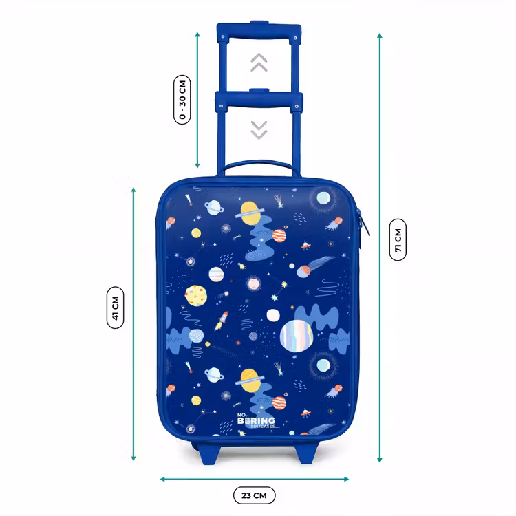 Kinderkoffer Blau - Muster von Planeten auf einem dunklen Hintergrund — 7