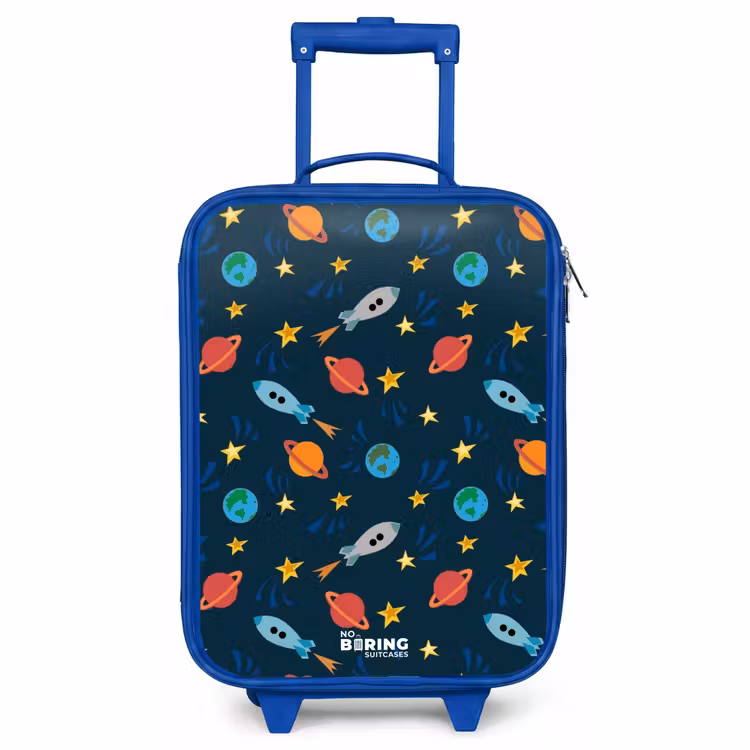 Kinderkoffer Blau - Muster von Raketen und Planeten — 1