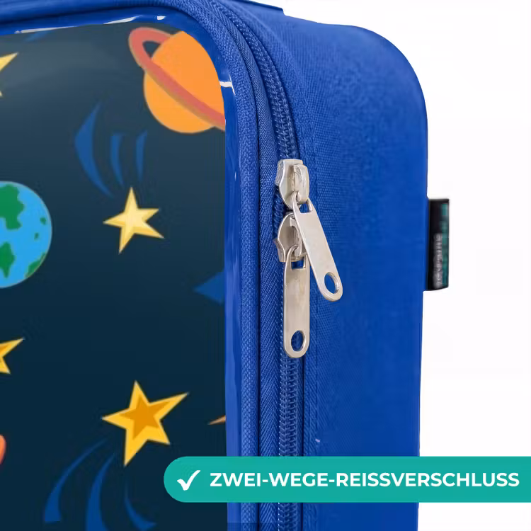 Kinderkoffer Blau - Muster von Raketen und Planeten — 5