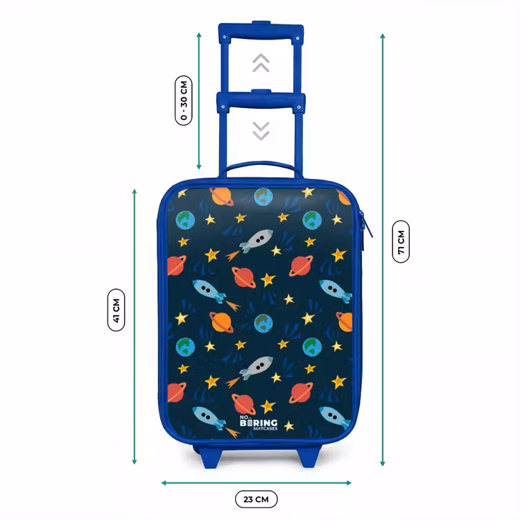 Kinderkoffer Blau - Muster von Raketen und Planeten — 7