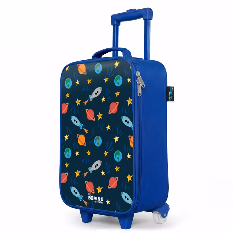 Kinderkoffer Blau - Muster von Raketen und Planeten — 8