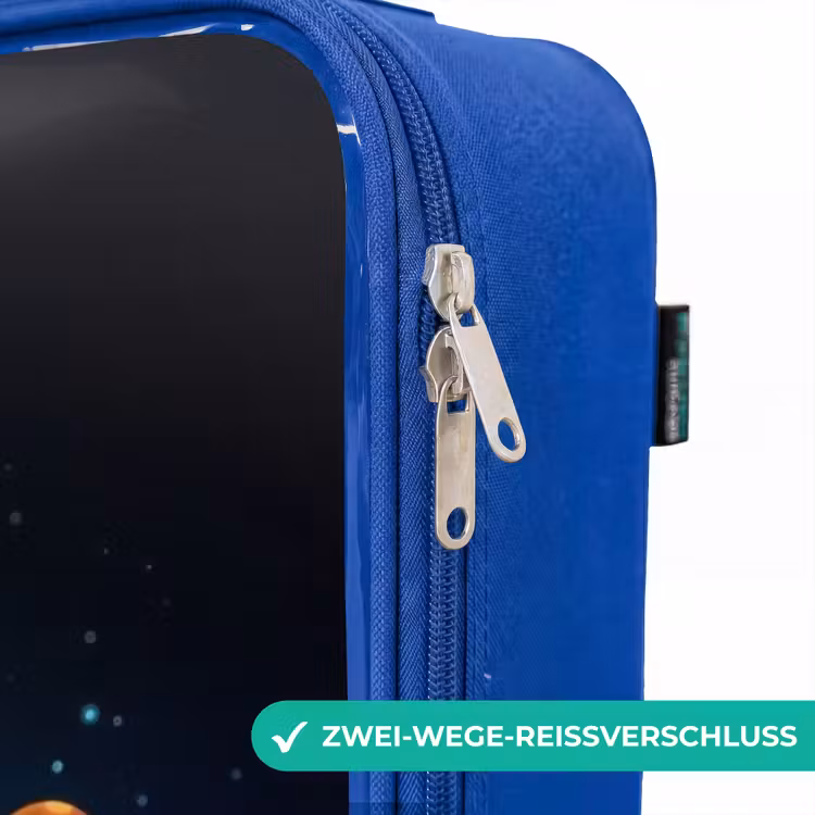 Kinderkoffer Blau - Orangefarbene Rakete am Sternenhimmel — 5