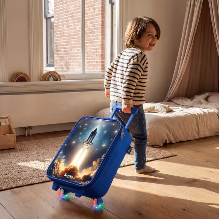 Kinderkoffer Blau - Raumschiff, das zwischen den Sternen abhebt — 2