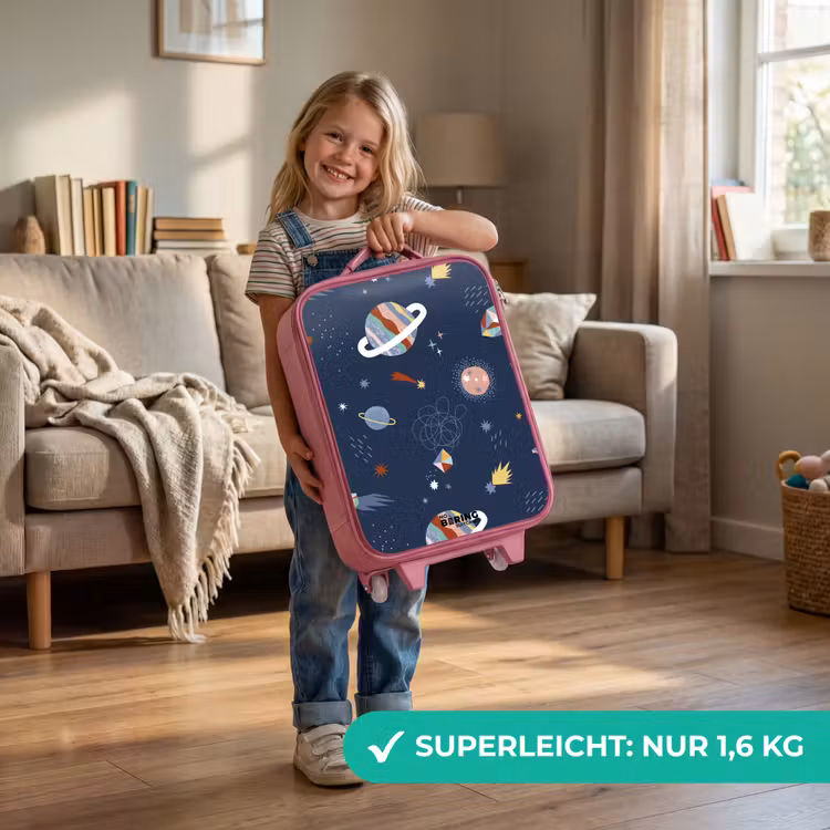 Kinderkoffer Rosa - bunte Planeten auf dunklem Hintergrund — 3
