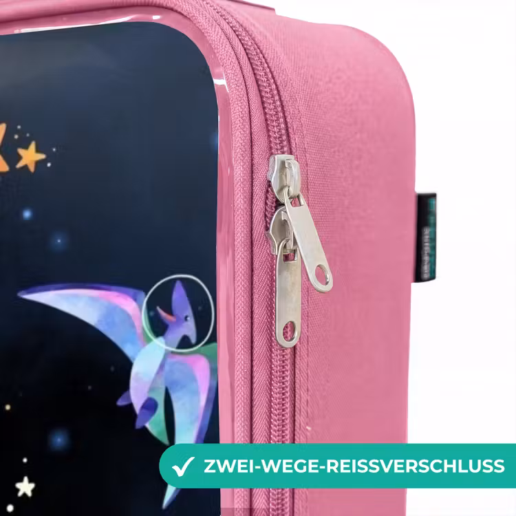 Kinderkoffer Rosa - Dinosaurier und Planeten auf einem dunklen Hintergrund — 5