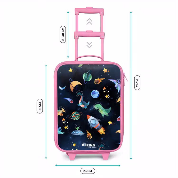 Kinderkoffer Rosa - Dinosaurier und Planeten auf einem dunklen Hintergrund — 7