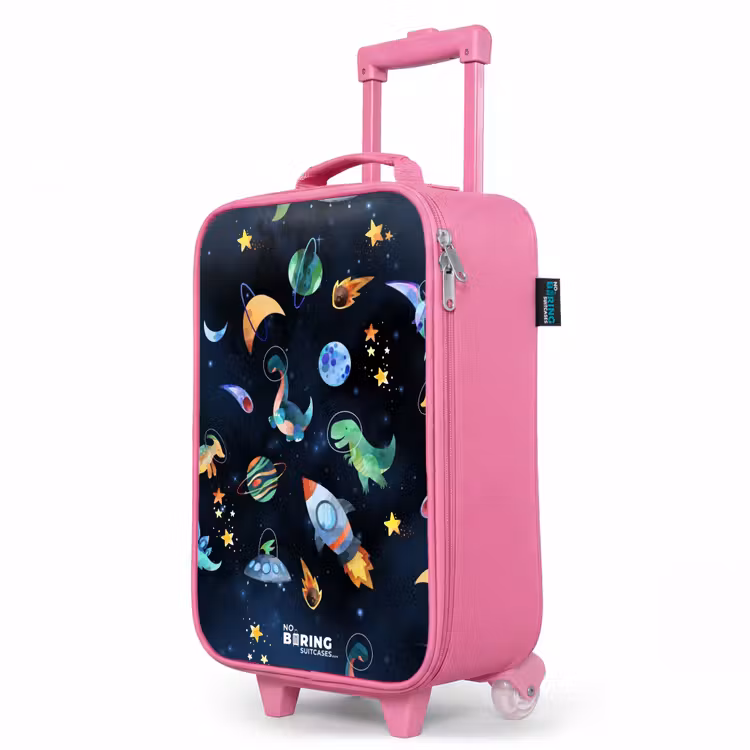 Kinderkoffer Rosa - Dinosaurier und Planeten auf einem dunklen Hintergrund — 8