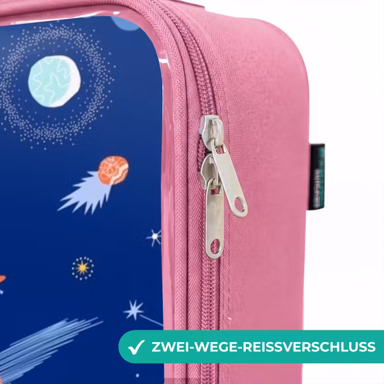 Kinderkoffer Rosa - Muster von Planeten auf einem dunklen Hintergrund — 5
