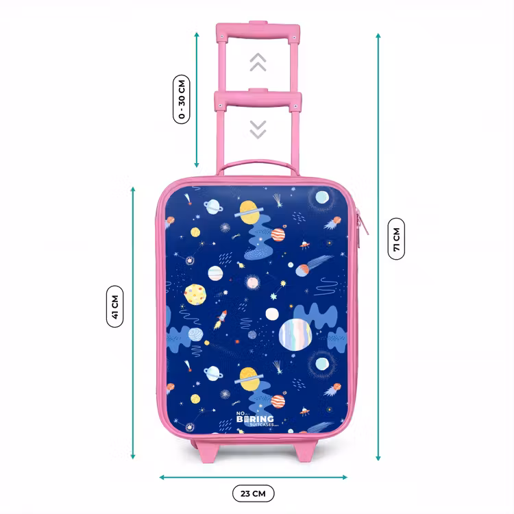 Kinderkoffer Rosa - Muster von Planeten auf einem dunklen Hintergrund — 7