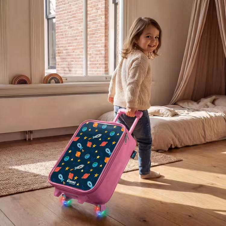 Kinderkoffer Rosa - Muster von Raketen und Planeten — 2