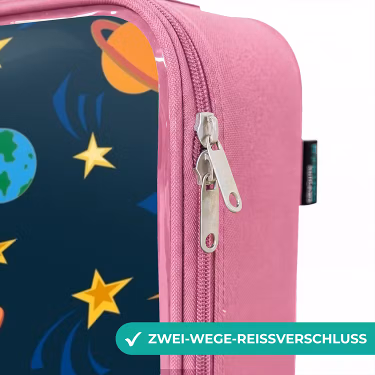 Kinderkoffer Rosa - Muster von Raketen und Planeten — 5