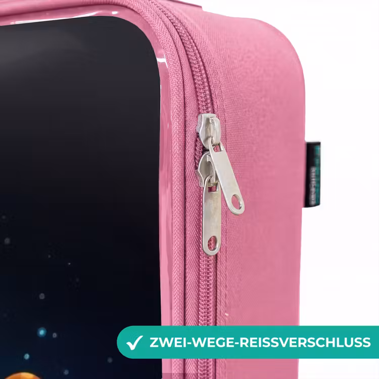 Kinderkoffer Rosa - Orangefarbene Rakete am Sternenhimmel — 5